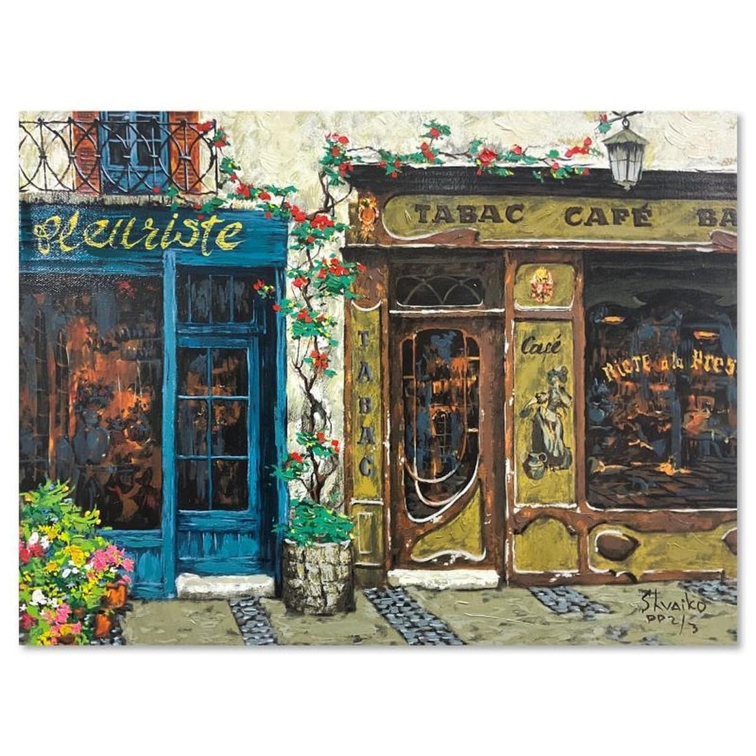 Viktor Shvaiko, "Cafe Tubac" Hand Embellished Limited Edition Printer's Proof on Canvas, Numbered (1 of 2)