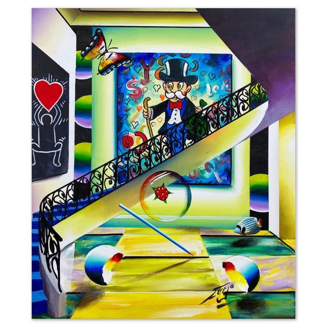 Ferjo, Original Acrylic Painting on Canvas, Hand Signed with Letter of Authenticity.: This is an original acrylic painting on stretched canvas by Ferjo, hand signed by the artist. Includes Letter of Authenticity. Measures approx. 24" x 20" (image).