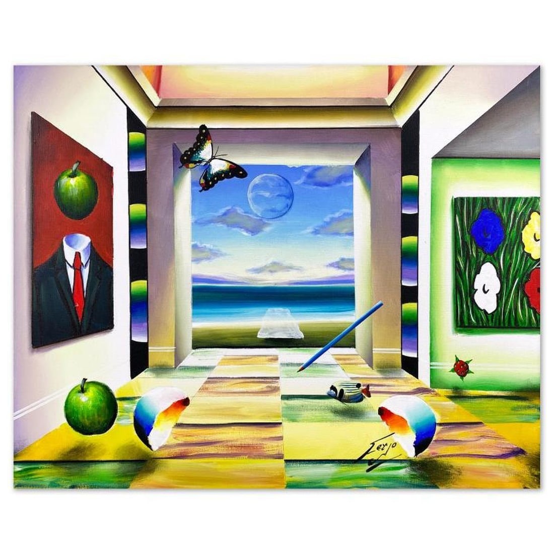 Ferjo, Original Acrylic Painting on Canvas, Hand Signed with Letter of Authenticity.: This is an original acrylic painting on stretched canvas by Ferjo, hand signed by the artist. Includes Letter of Authenticity. Measures approx. 24" x 30" (image).