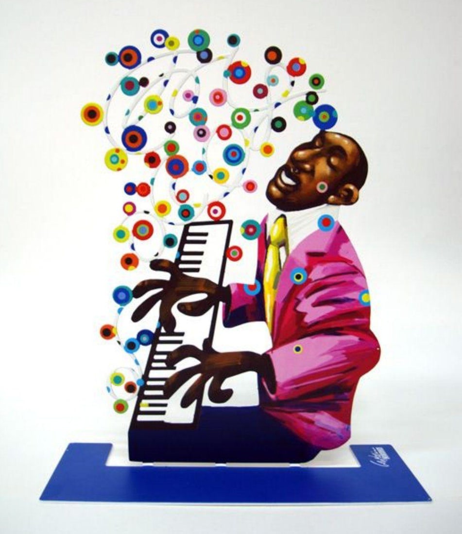 David Gerstein- Free Standing Sculpture "Piano Player (Jazz Club)": Artist: David Gerstein. Medium: Free Standing Sculpture. Title: Piano Player (Jazz Club). Size: 12" x 10". Signature: Signed by the artist. Certificate of Authenticity: Is included. Additional: This p
