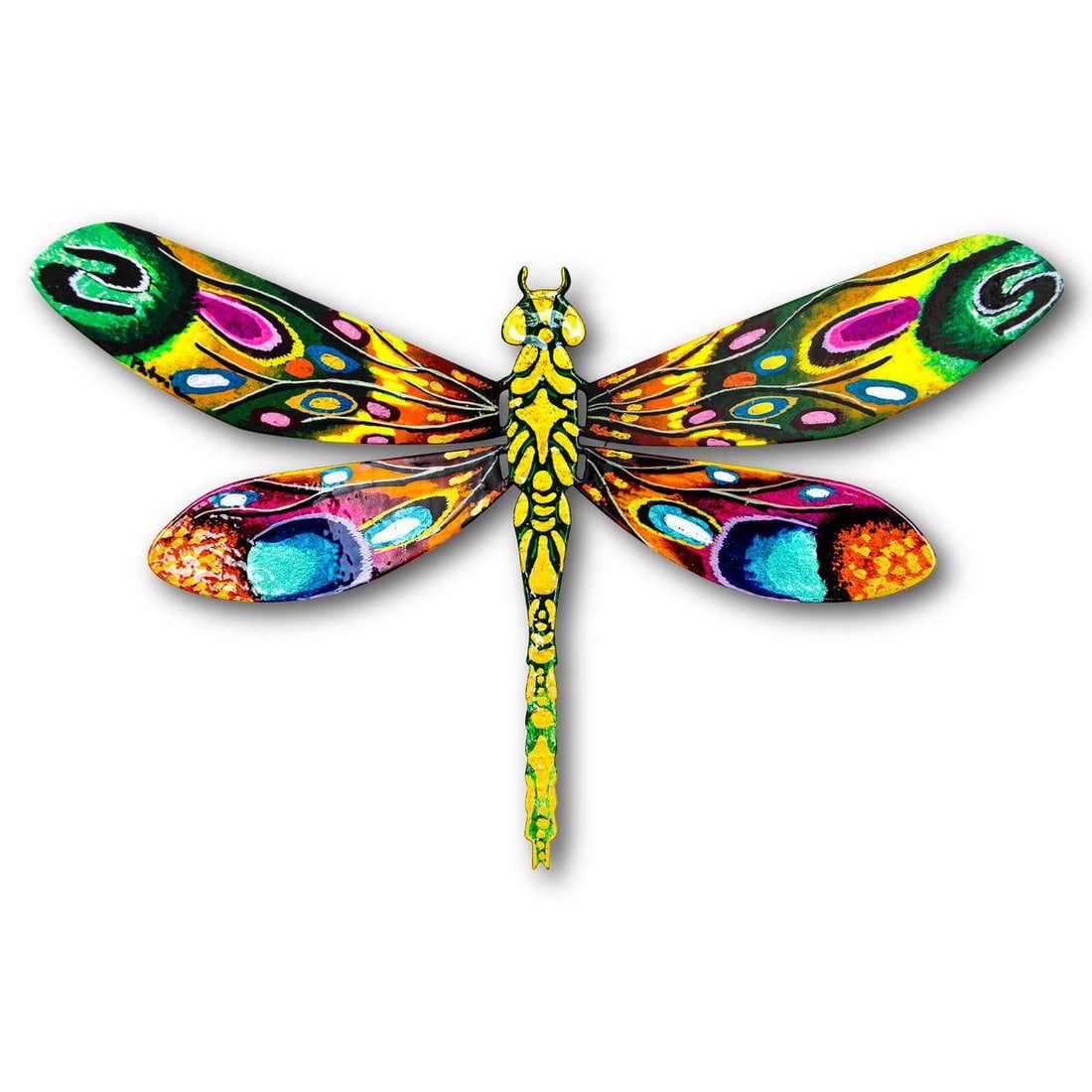 Patricia Govezensky- Original Painting on Cutout Steel "Dragonfly": Artist: Patricia Govezensky. Medium: Original Painting on Cutout Steel. Title: Dragonfly. Size: 7.5" x 12". Signature: Hand Signed by the Artist. Certificate of Authenticity: From the publisher. Refer