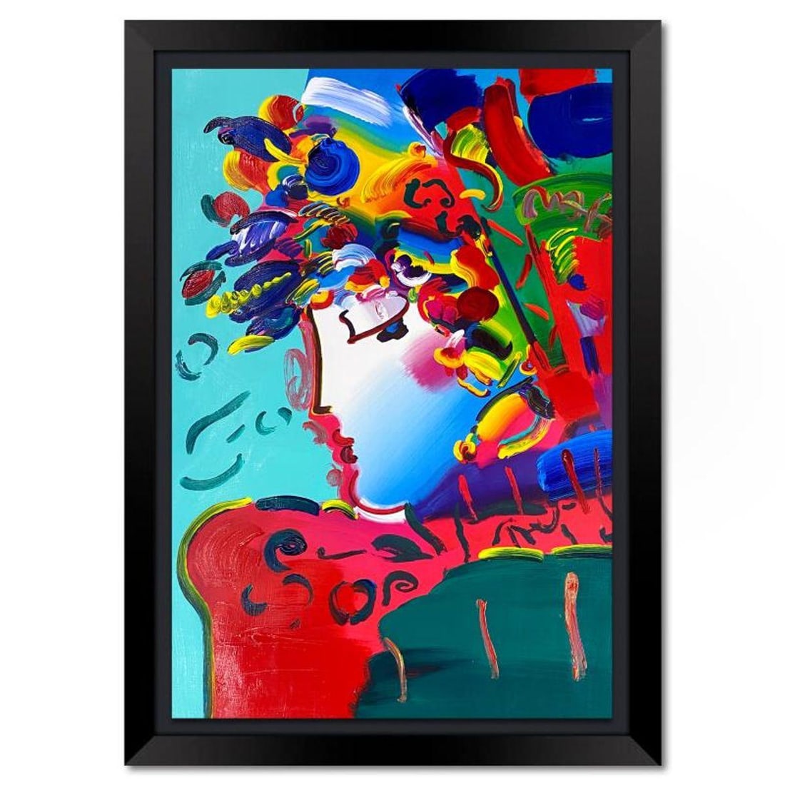 Peter Max, "Blushing Beauty" Framed One-of-a-Kind Mixed Media, Hand Signed with Registration Number: Blushing Beauty is a one-of-a-kind mixed media on paper, hand signed by Peter Max. The piece comes custom framed with a backside cutout to display Peter Max Studio registration number 223860 certifyin
