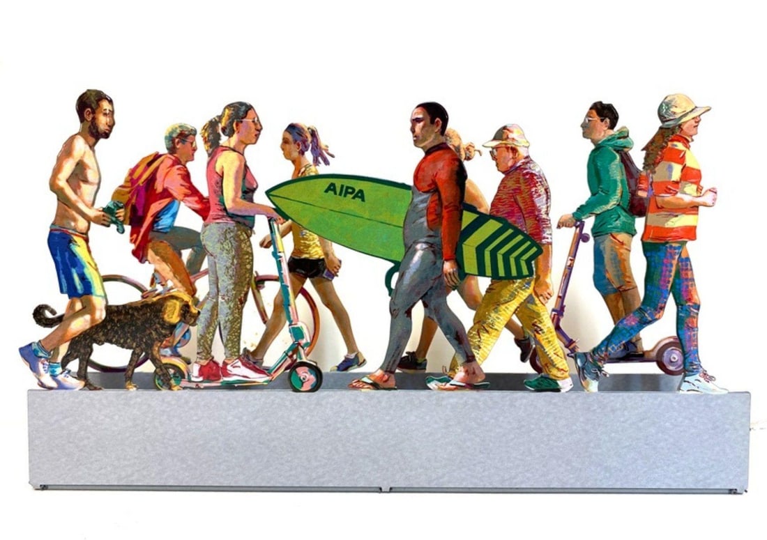 David Gerstein- Free Standing Sculpture "TLV PROMENADE": Artist: David Gerstein. Medium: Free Standing Sculpture. Title: TLV PROMENADE. Size: 6.7" x 11.8". Signature: Signed by the artist. Certificate of Authenticity: Is included. Additional: This piece is