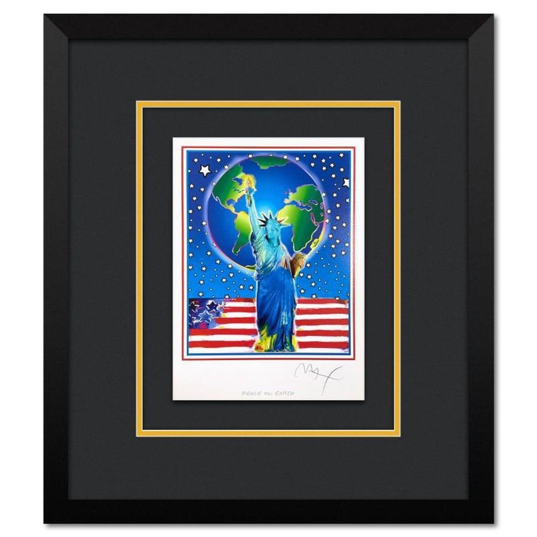 Peter Max, "Peace on Earth" Framed Limited Edition Lithograph, Numbered and Hand Signed with: Peace on Earth is a limited edition lithograph on paper by Peter Max, numbered and hand signed by the artist. This piece comes framed. Includes Certificate of Authenticity from Peter Max Studios. Meas