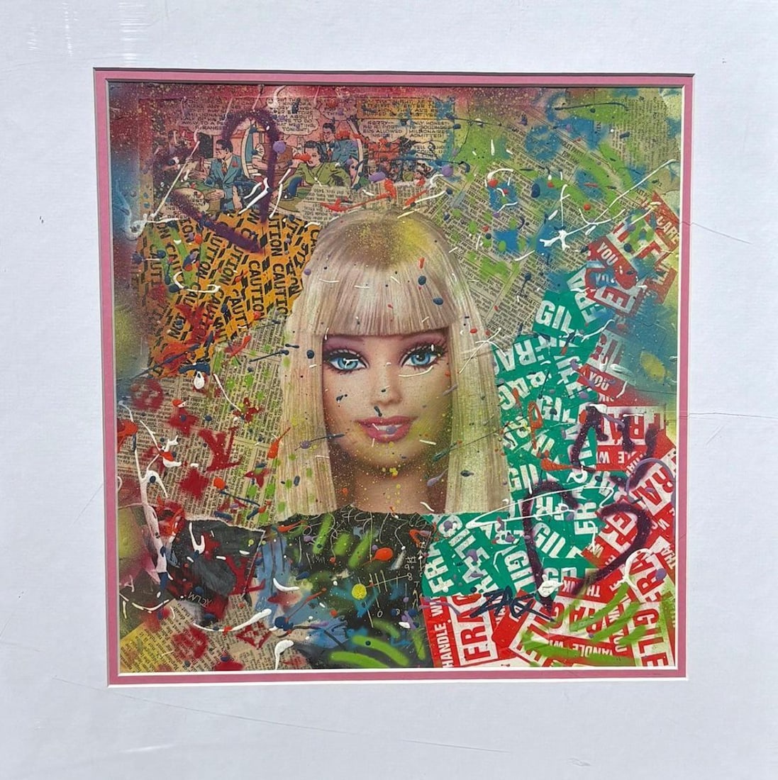 E.M ZAX- 1/1 collage and paints one of a kind on panel: Artist: E.M ZAX. Medium: 1/1 collage and paints one of a kind on panel. Measures approx. 24" x 24" (framed). Reference#: 85760.