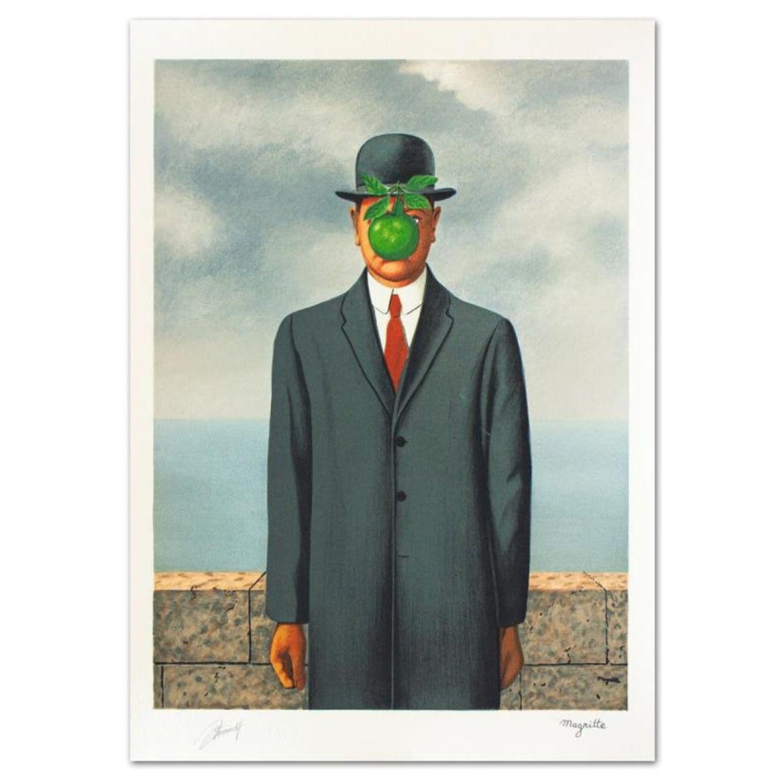 Rene Magritte (1898-1967), "Le Fils De L'homme" Limited Edition Lithograph with Letter of: Le Fils De L'homme is a limited edition lithograph on paper by Rene Magritte (1898-1967). Printed by Atelier Mourlot in Paris and authorized by the Magritte Foundation and ADAGP Paris , the piece is p