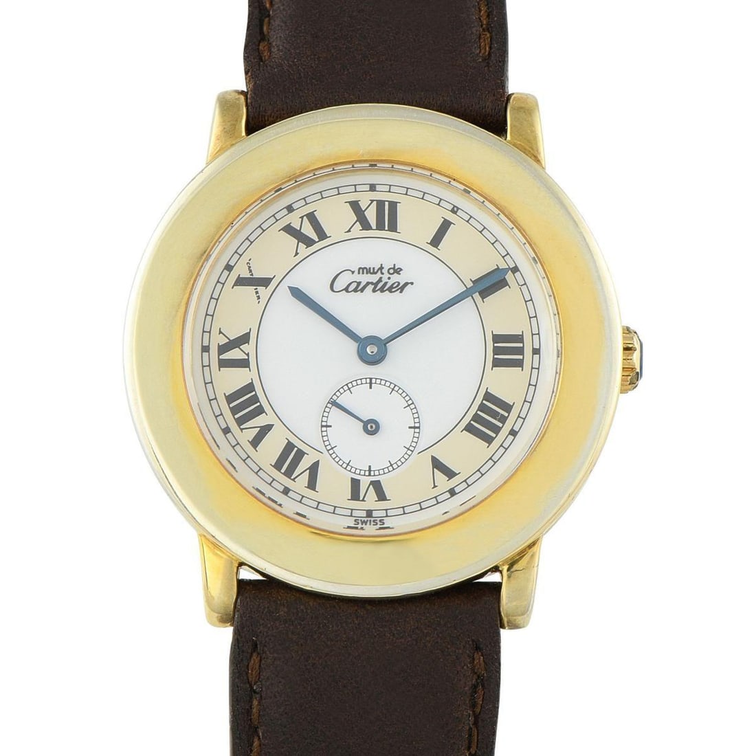 CARTIER MUST DE CARTIER RONDE ROMAN DIAL VERMEIL QUARTZ WATCH (1 of 4)
