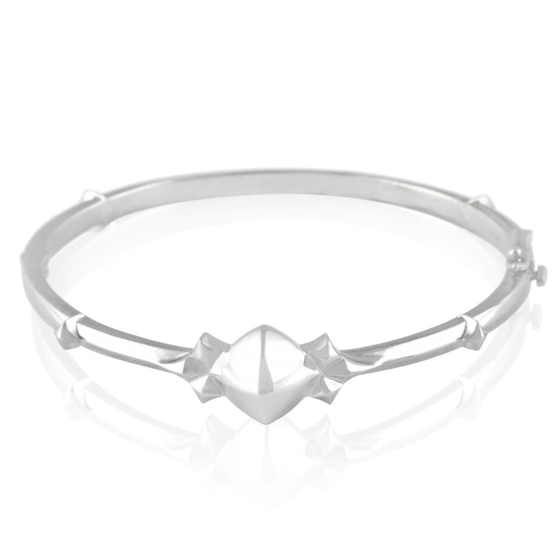 STEPHEN WEBSTER NEW SUPERSTUD WOMENS SILVER BANGLE BRACELET: Made entirely of magnificently bright and immaculately gleaming white rhodium-plated silver, this elegant and exquisitely crafted bangle from Stephen Webster enriched the New Superstud collection with