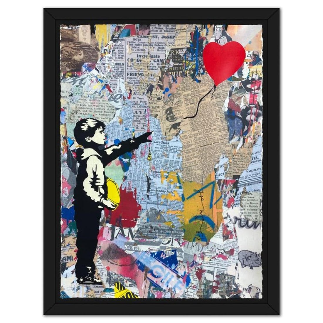 Mr Brainwash, "Balloon Boy" Framed Unique (UNQ) Mixed Media, Hand Signed with Certificate of (1 of 3)
