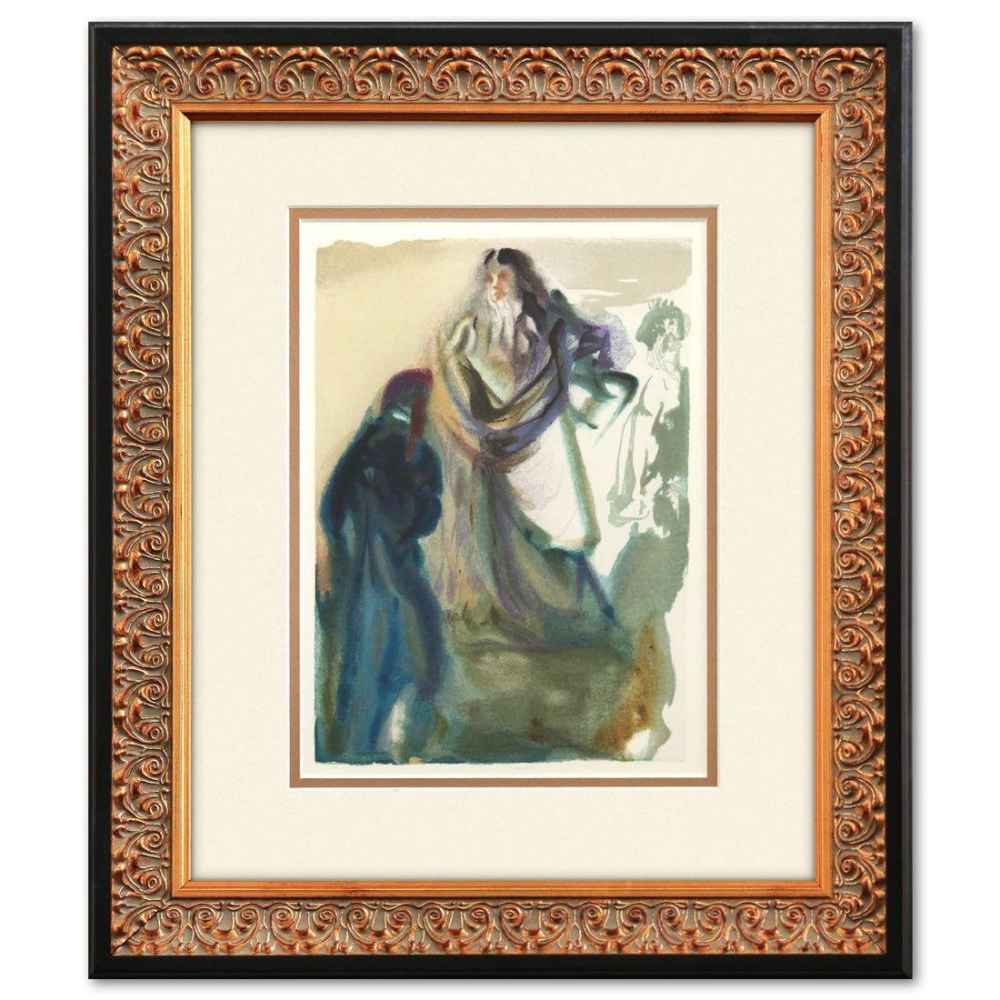 Salvador Dali- Original Color Woodcut on B.F.K. Rives Paper "Paradise 28": Artist: Salvador Dali. Medium: Original Color Woodcut on B.F.K. Rives Paper. Title: Paradise 28. Size: 13" x 10". Measures approx. 18" x 15.5" (framed). Certificate of Authenticity: Is included. Addit