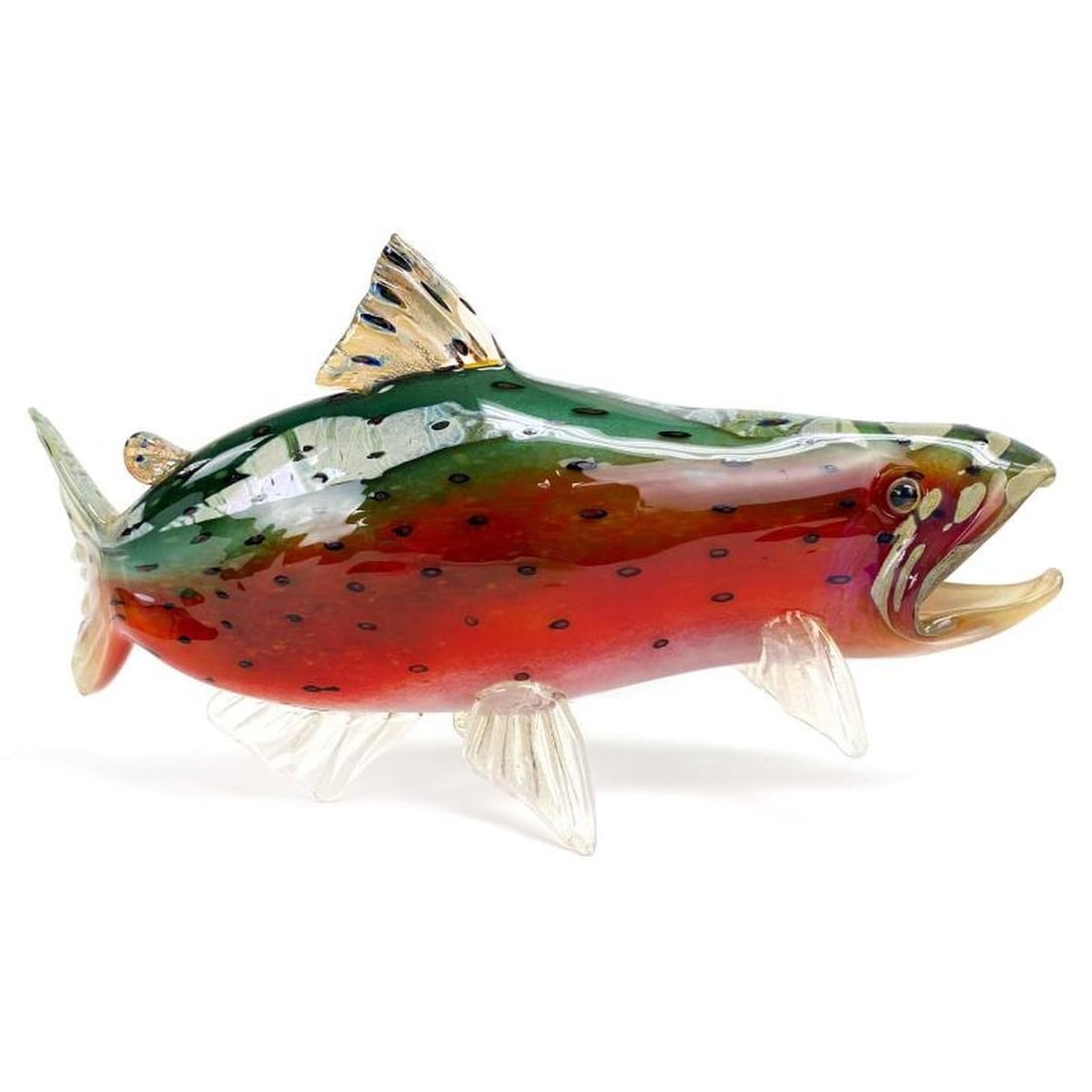 Andy Nichols, Hand Blown Glass Fish, Dated 2010 and Hand Signed with Letter of Authenticity.: This is a hand blown glass fish by Andy Nichols, dated 2010 and hand signed on the underside by the artist. Includes Letter of Authenticity. Measures approx. 15" x 8" x 4".