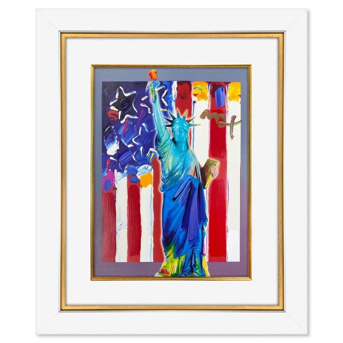 Peter Max, "United we Stand" Framed One-of-a-Kind Acrylic Mixed Media, Hand Signed with Registration: United we Stand is a one-of-a-kind acrylic mixed media on paper, hand signed by Peter Max. The piece comes custom framed with a backside cutout to display Peter Max Studio registration number 199238 c