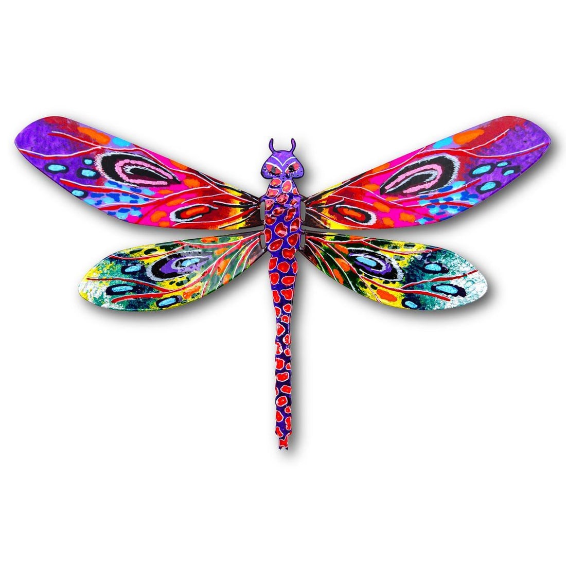 Patricia Govezensky- Original Painting on Cutout Steel "Dragonfly": Artist: Patricia Govezensky. Medium: Original Painting on Cutout Steel. Title: Dragonfly. Size: 7.5" x 12". Signature: Hand Signed by the Artist. Certificate of Authenticity: From the publisher. Refer