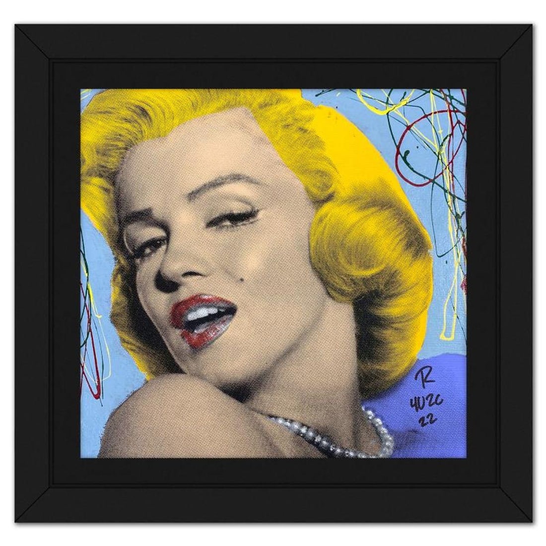 Ringo Daniel Funes (Protege of Andy Warhol's Apprentice, Steve Kaufman), "Marilyn with Pearls" (1 of 2)