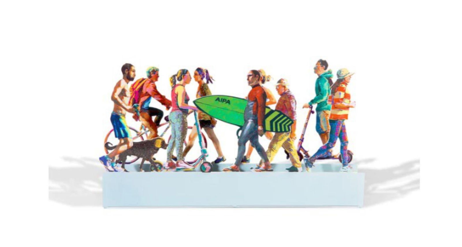 David Gerstein- Free Standing Sculpture "TEL AVIV PROMENADE": Artist: David Gerstein. Medium: Free Standing Sculpture. Title: TEL AVIV PROMENADE. Size: 11.8" x 1.6". Signature: Signed. Certificate of Authenticity: Is included. Additional: This piece is free stan