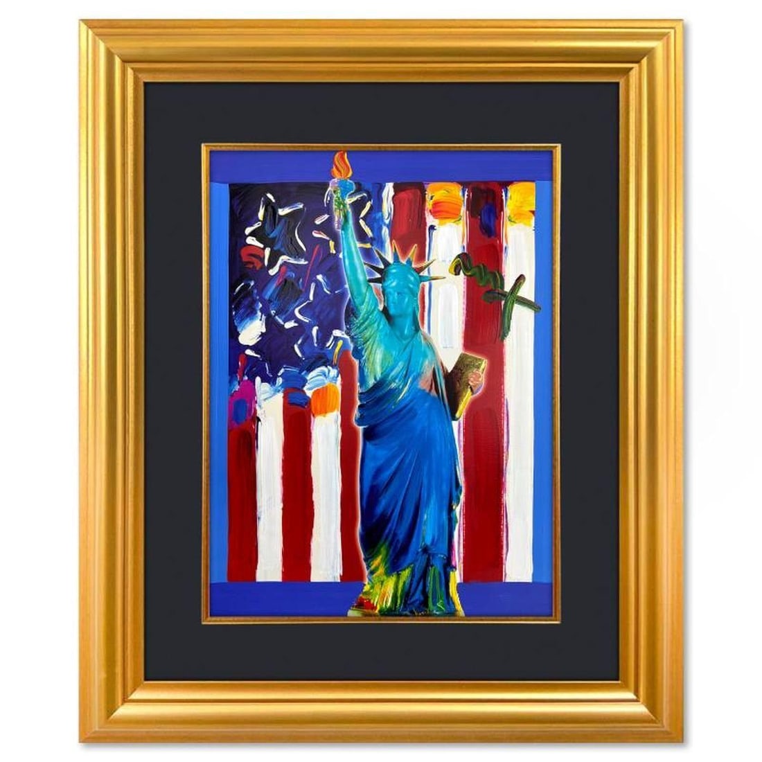 Peter Max, "United We Stand" Framed One-of-a-Kind Mixed Media, Hand Signed with Registration Number: United We Stand is a one-of-a-kind mixed media on paper, hand signed by Peter Max. The piece comes custom framed with a backside cutout to display Peter Max Studio registration number 201379 certifyin