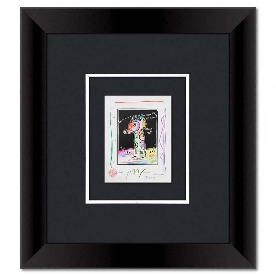 Peter Max, "Sage in the Wind" Framed One-of-a-Kind Mixed Media, Hand Signed with Registration Number: Sage in the Wind is a one-of-a-kind mixed media on paper, hand signed by Peter Max. The piece comes custom framed with a backside cutout to display Peter Max Studio registration number 339961 certifyi