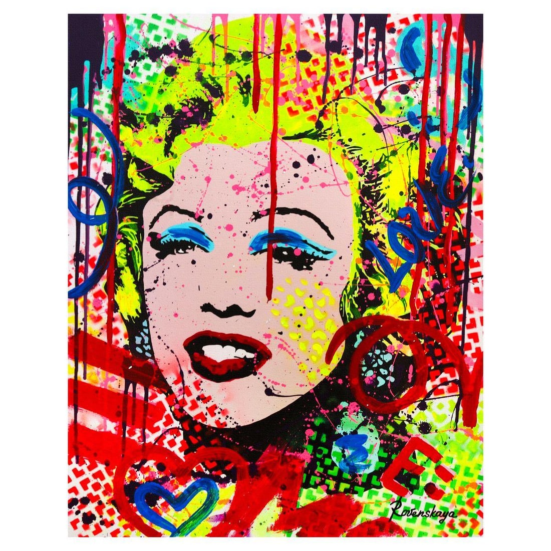 Nastya Rovenskaya- Mixed Media on Canvas "Happiness by Monroe" (1 of 2)