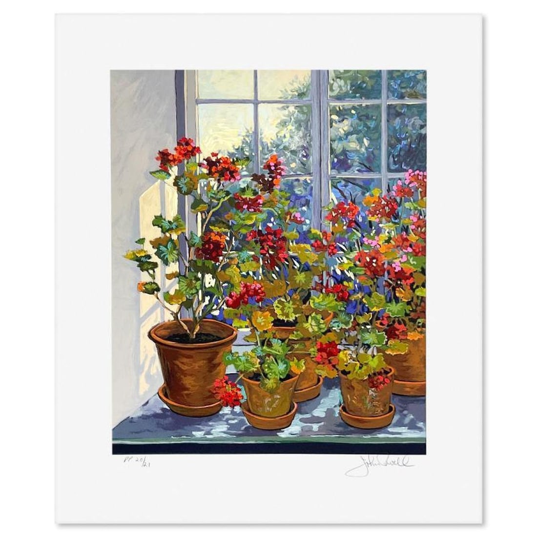 John Powell, "Geranium" Limited Edition Printer's Proof Serigraph, Numbered 20/21 and Hand Signed (1 of 2)