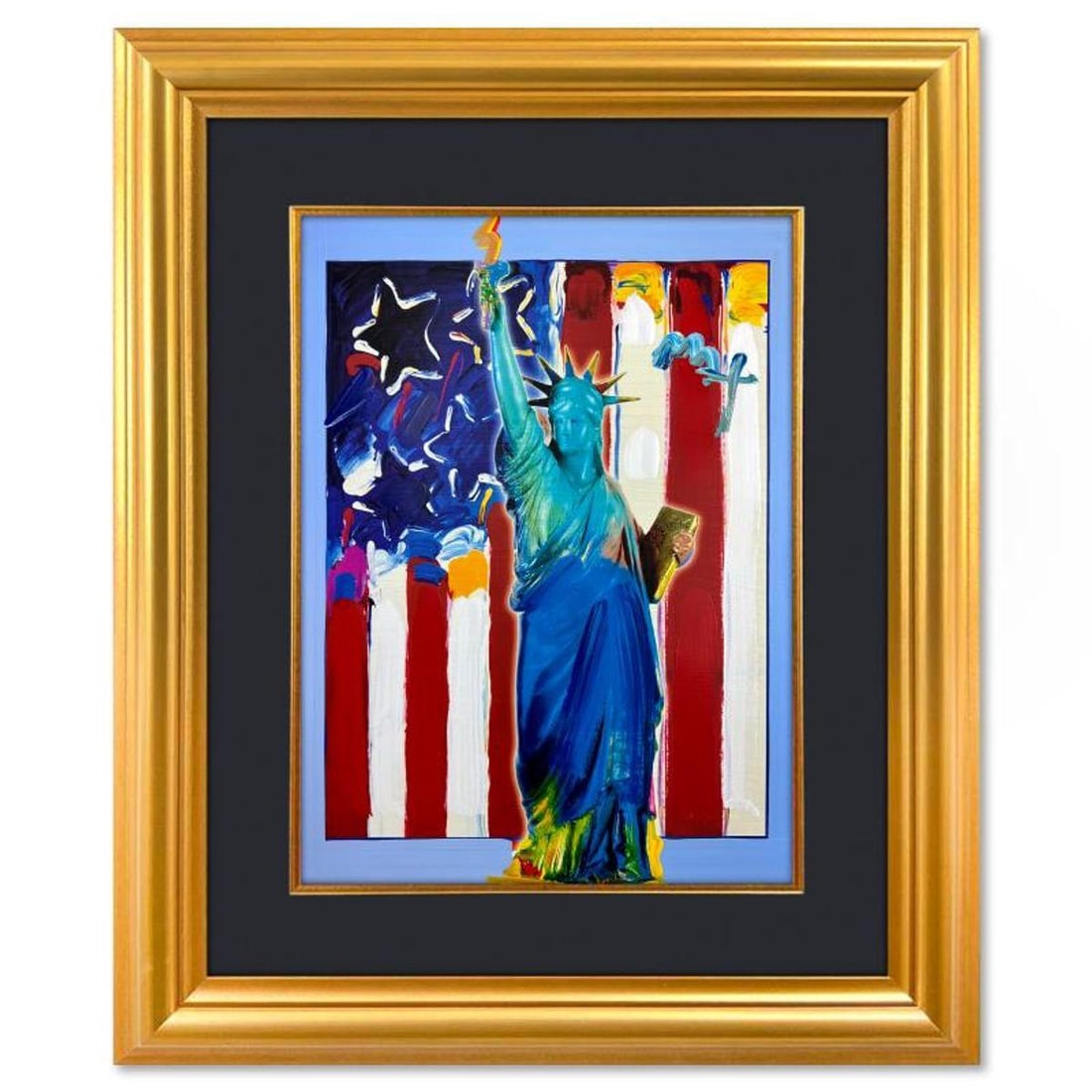 Peter Max, "United We Stand" Framed One-of-a-Kind Mixed Media, Hand Signed with Registration Number: United We Stand is a one-of-a-kind mixed media on paper, hand signed by Peter Max. The piece comes custom framed with a backside cutout to display Peter Max Studio registration number 256099 certifyin