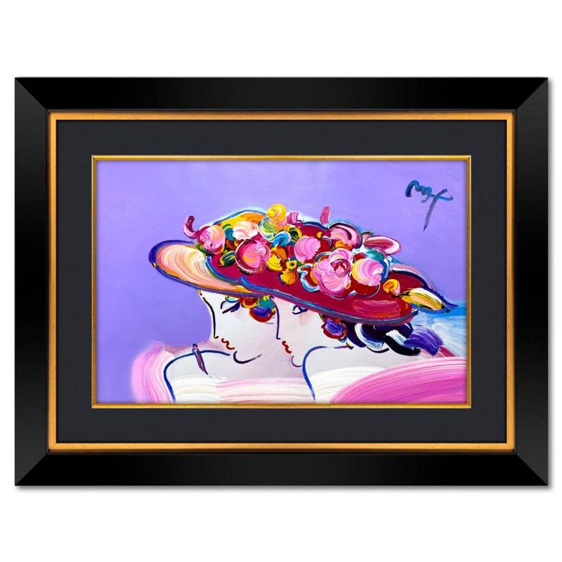 Peter Max, "Friends" Framed One-of-a-Kind Mixed Media, Hand Signed with Registration Number: Friends is a one-of-a-kind mixed media on paper, hand signed by Peter Max. The piece comes custom framed with a backside cutout to display Peter Max Studio registration number 255933 certifying authen