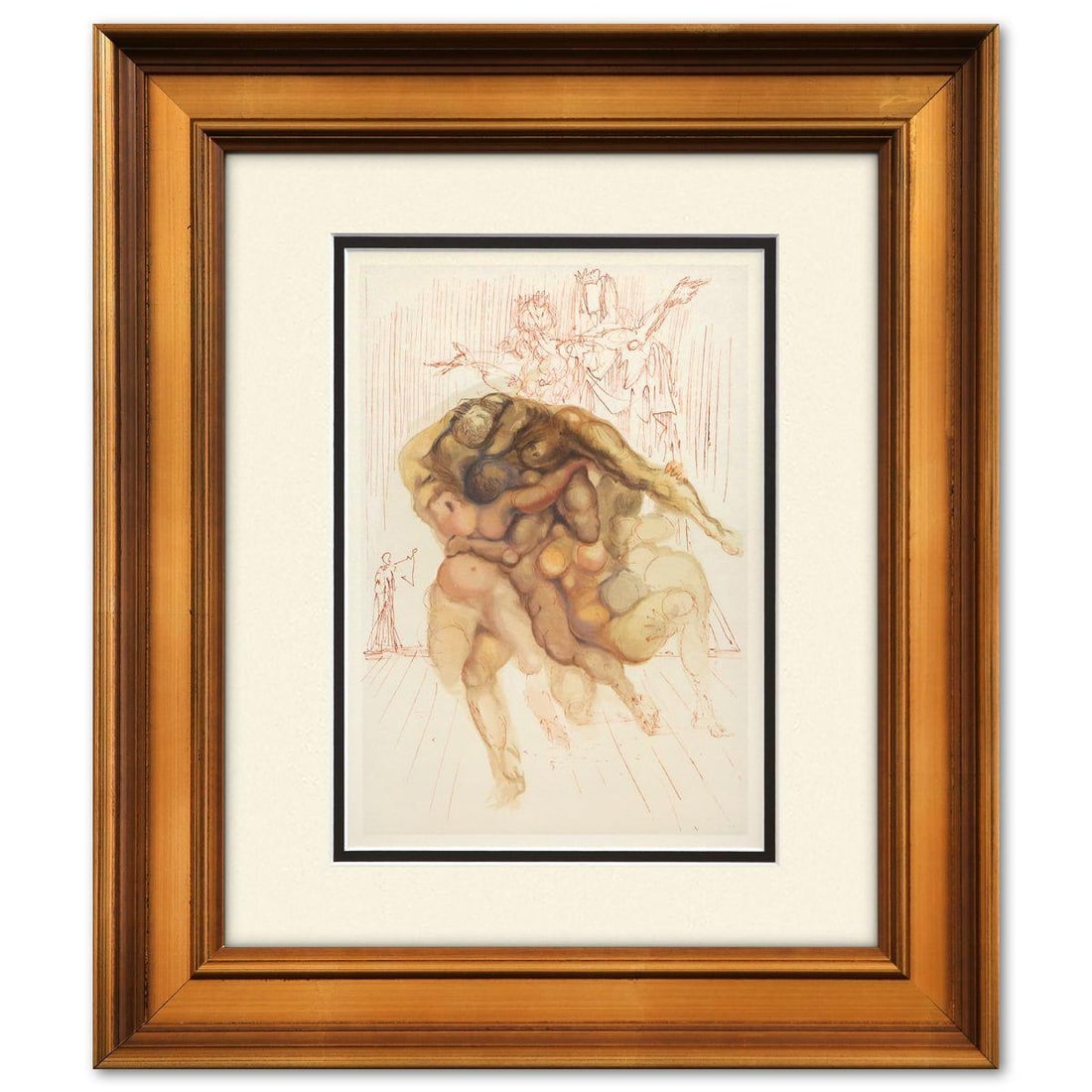 Salvador Dali- Original Color Woodcut on B.F.K. Rives Paper "Inferno 8" (1 of 2)