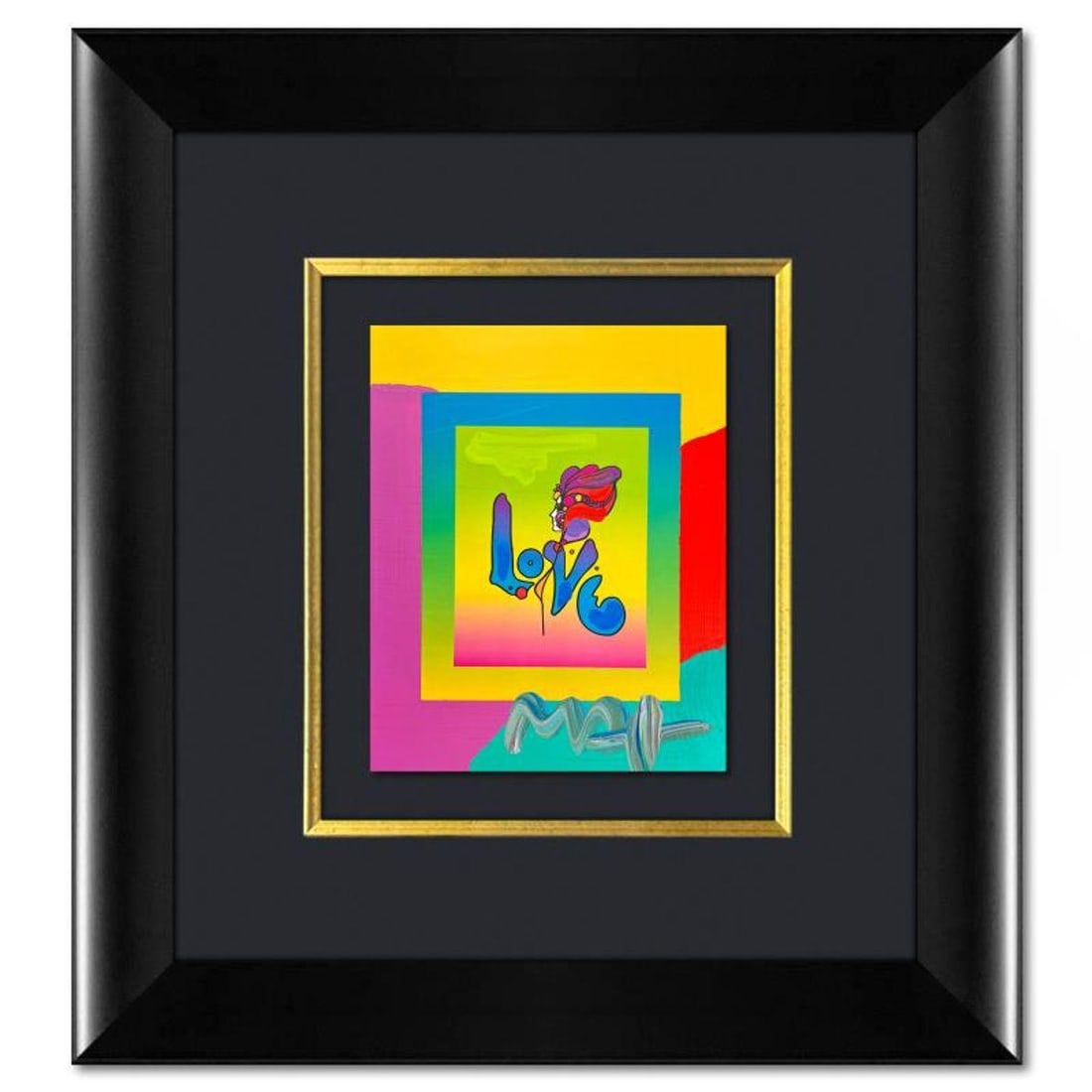 Peter Max, "Love" Framed One-of-a-Kind Acrylic Mixed Media, Hand Signed with Registration Number (1 of 2)