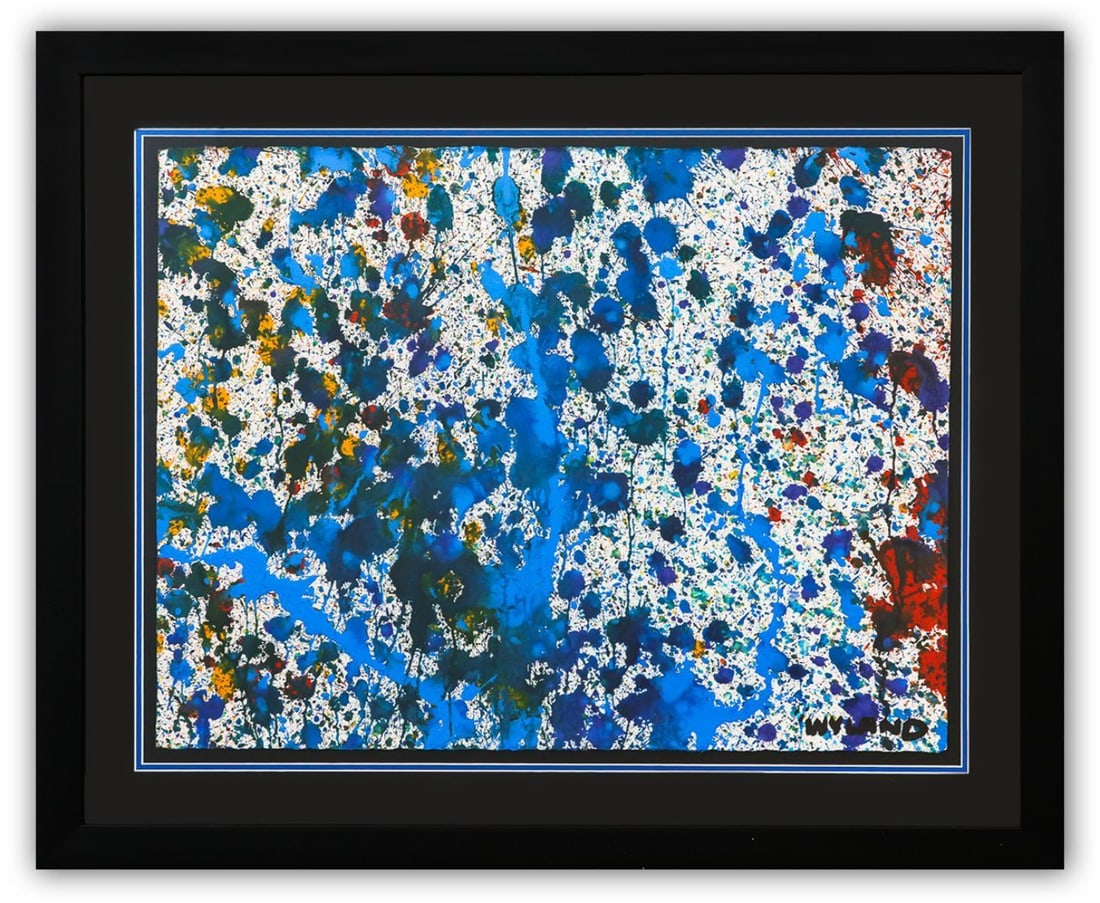 Wyland- Original Watercolor Painting on Deckle Edge Paper "Abstract Drip" (1 of 3)