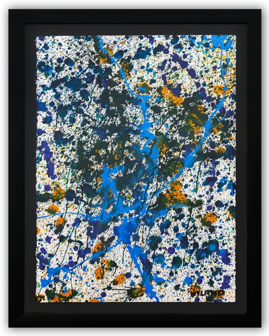 Wyland- Original Watercolor Painting on Deckle Edge Paper "Abstract Drip" (1 of 3)