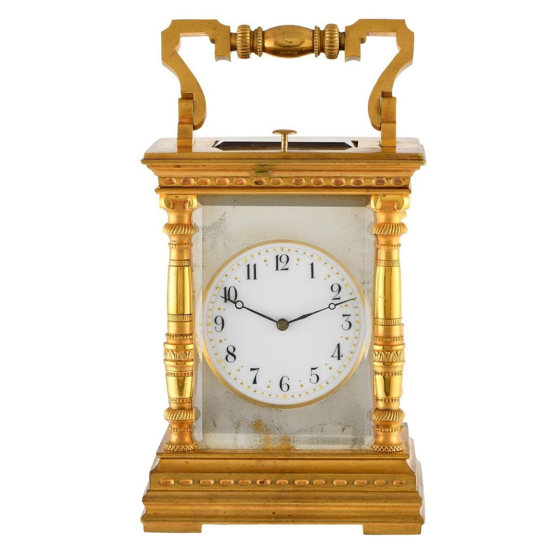 BRASS & ENAMEL BRASS & ENAMEL GILT FRENCH CARRIAGE TABLE CLOCK (1 of 6)