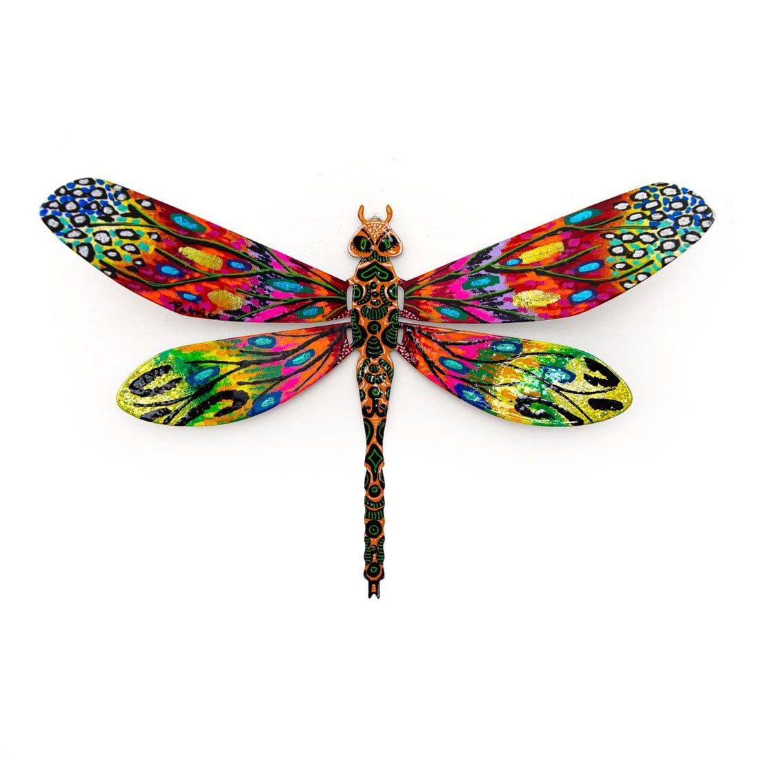 Patricia Govezensky- Original Painting on Cutout Steel "Dragonfly": Artist: Patricia Govezensky. Medium: Original Painting on Cutout Steel. Title: Dragonfly. Size: 7.5" x 12". Signature: Hand Signed by the artist. Certificate of Authenticity: From the publisher. Refer