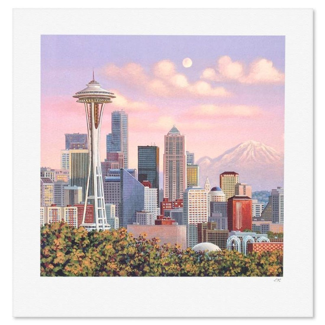Liudmila Kondakova, "Seattle Skyline" Limited Edition Lithograph, Numbered and Hand Signed with (1 of 2)