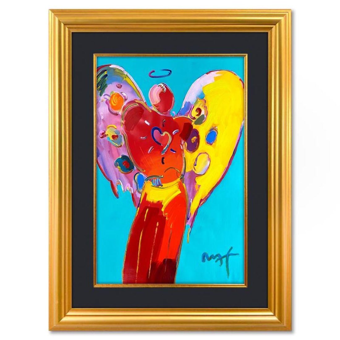 Peter Max, "Angel with Heart" Framed One-of-a-Kind Mixed Media, Hand Signed with Registration Number (1 of 2)