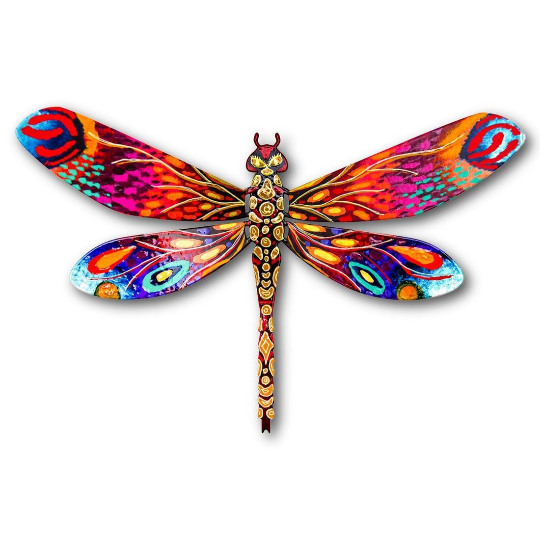 Patricia Govezensky- Original Painting on Cutout Steel "Dragonfly": Artist: Patricia Govezensky. Medium: Original Painting on Cutout Steel. Title: Dragonfly. Size: 7.5" x 12". Signature: Hand Signed by the Artist. Certificate of Authenticity: From the publisher. Refer