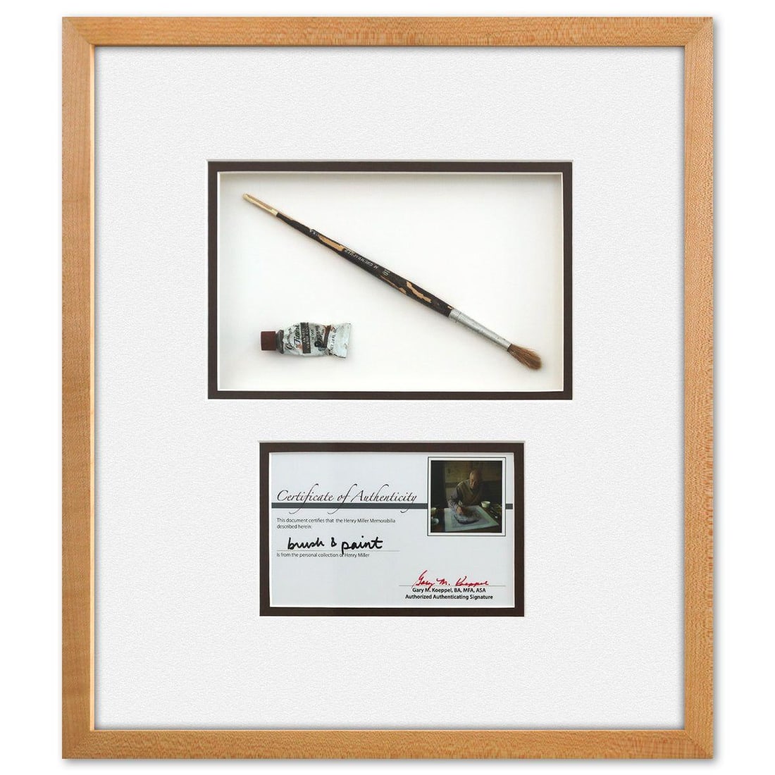 Henry Miller- Mixed Media Collage: Artist: Henry Miller. Medium: Mixed Media Collage. Size: 5" x 8". Measures approx. 17" x 15" (framed). Reference#: 74531.