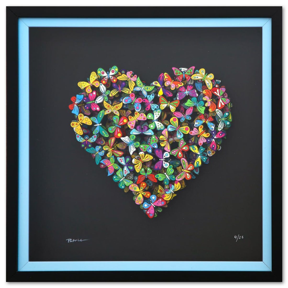 Patricia Govezensky- 3D Multilayered Woodcut "Love in Paradise": Artist: Patricia Govezensky. Medium: 3D Multilayered Woodcut. Title: Love in Paradise. Size: 12" x 12". Measures approx. 20" x 20" (framed). Signature: Hand Signed and numbered by the artist. Certific