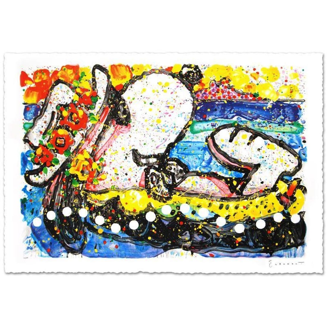 Chillin Limited Edition Hand Pulled Original Lithograph (38.5" x 26") by Renowned Charles Schulz: Chillin is a limited edition hand pulled original lithograph on museum quality deckle-edge paper, numbered and hand signed by Tom Everhart. This is one of the final Everhart editions to be created on