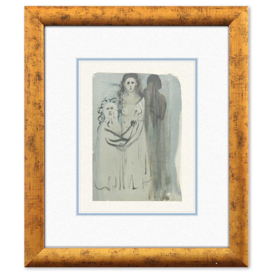 Salvador Dali- Original Color Woodcut on B.F.K. Rives Paper "Purgatory 16": Artist: Salvador Dali. Medium: Original Color Woodcut on B.F.K. Rives Paper. Title: Purgatory 16. Size: 13" x 10". Measures approx. 21" x 18" (framed). Certificate of Authenticity: Is included. Additi