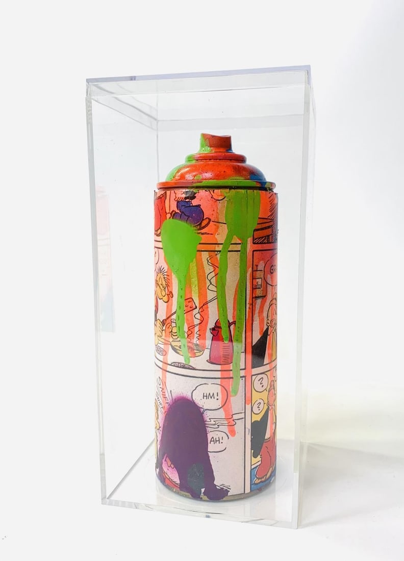 E.M. Zax- 1/1 unique Spraycan: Artist: E.M. Zax. Medium: 1/1 unique Spraycan. Size: 4" x 10". Signature: Signed. Additional: in Lucite Display box. Reference#: 36399.