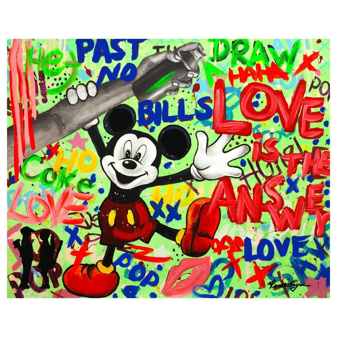 Nastya Rovenskaya- Mixed Media "Mickey Mouse In Love" (1 of 2)