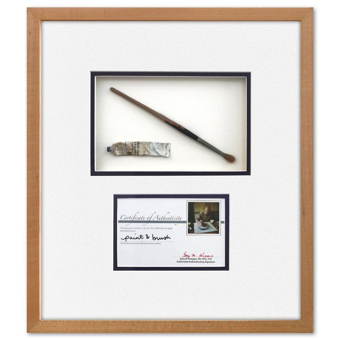 Henry Miller- Mixed Media Collage: Artist: Henry Miller. Medium: Mixed Media Collage. Size: 5" x 8". Measures approx. 17" x 15" (framed). Reference#: 74532.