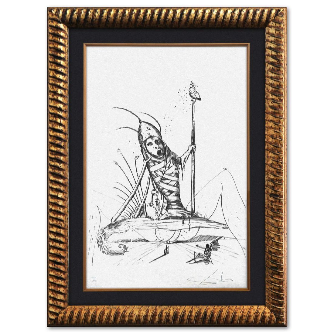 Salvador Dali- Original Lithograph from Gouache and Collage "Les Songes Drolatiques de Pantagruel": Artist: Salvador Dali. Medium: Original Lithograph from Gouache and Collage. Title: Les Songes Drolatiques de Pantagruel. Size: 29" x 19". Measures approx. 39" x 29" (framed). Signature: Hand signed a