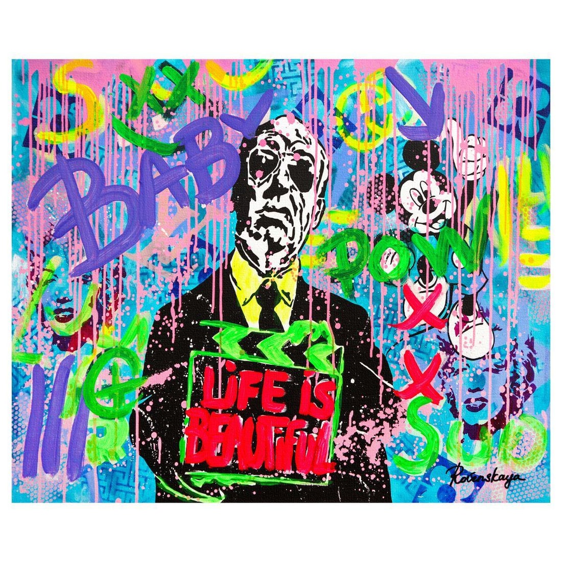 Nastya Rovenskaya- Mixed Media on Canvas "Movie Time" (1 of 2)