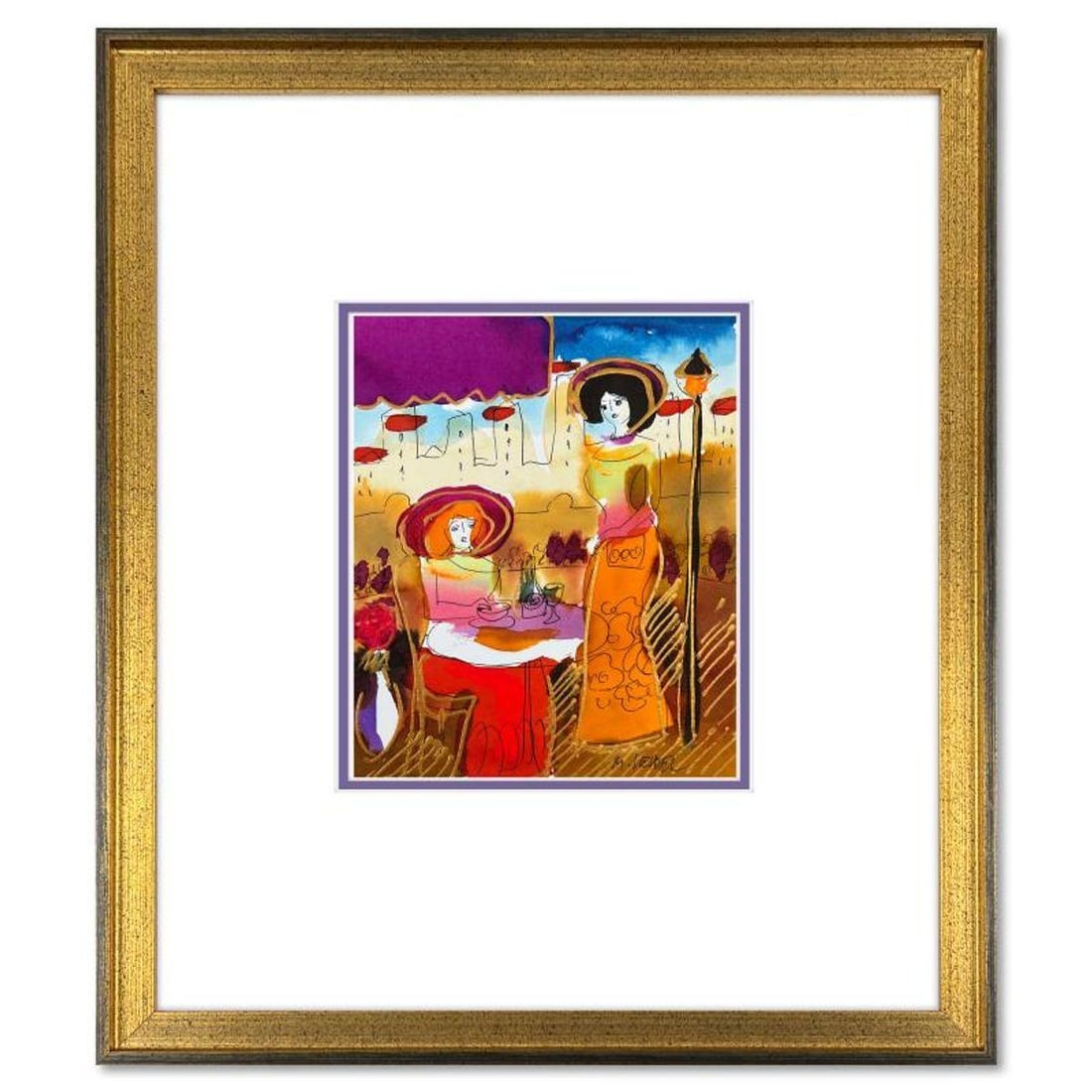 Moshe Leider, Framed Original Mixed Media Watercolor Painting, Hand Signed with Letter of: This is an original mixed media watercolor painting on paper by Moshe Leider. Hand signed by the artist, this piece comes custom framed and includes a Letter of Authenticity. Measures approximately 15