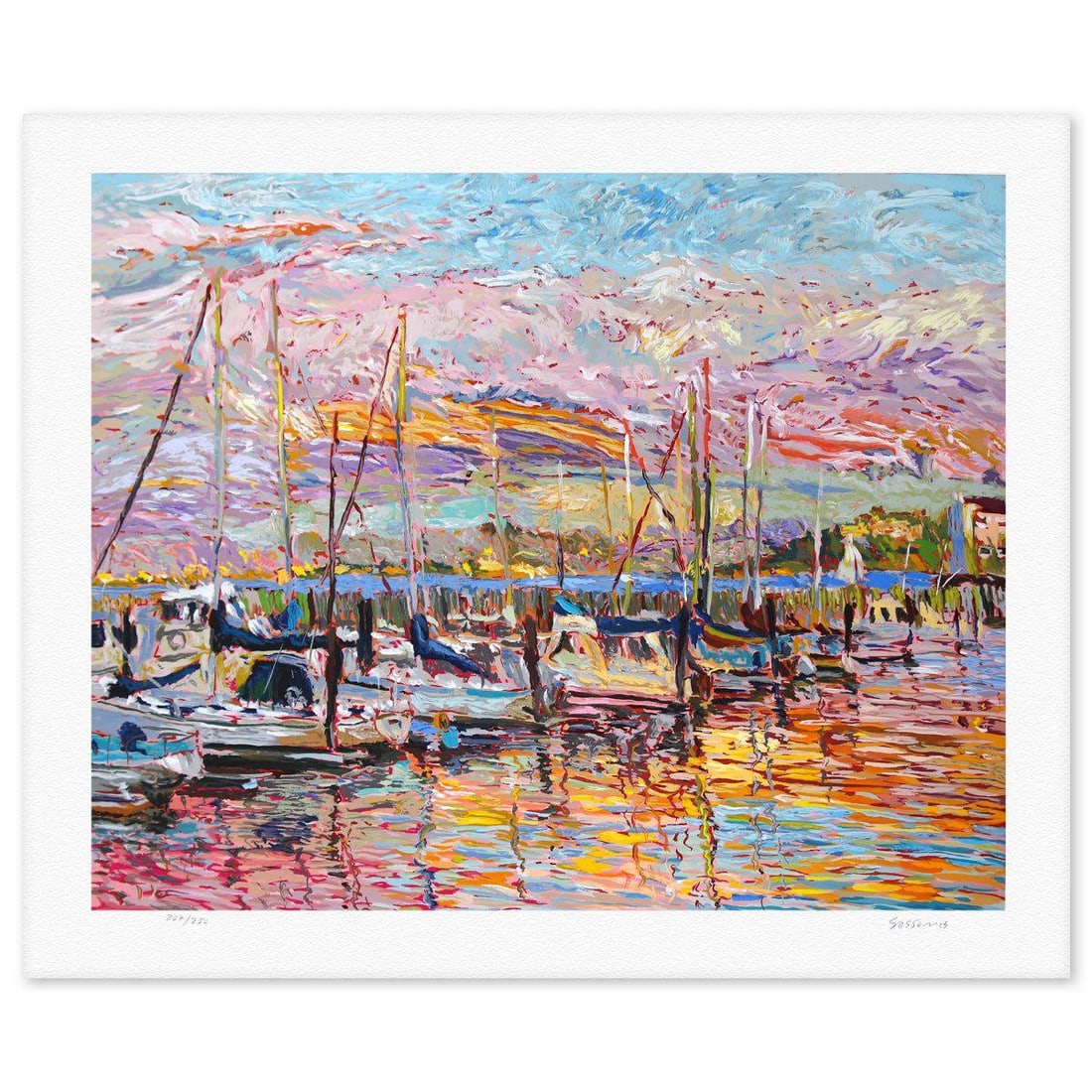 Marco Sassone- Silkscreen "Pier Thirty Nine": Artist: Marco Sassone. Medium: Silkscreen. Title: Pier Thirty Nine. Size: 31" x 37". Signature: Hand Signed and numbered. Reference#: 80606.
