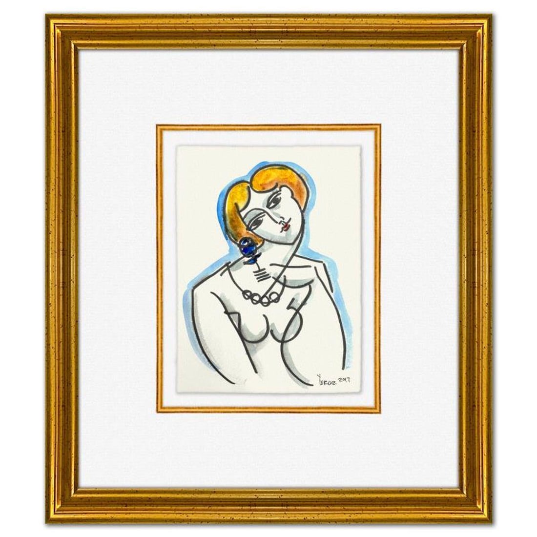 Yuroz, Framed Original Painting, Hand Signed with Letter of Authenticity.: This is an original painting on paper by Yuroz, hand signed by the artist. This piece comes custom framed on linen. Includes Letter of Authenticity. Measures approx. 16" x 14" (frame), 8" x 6" (image)