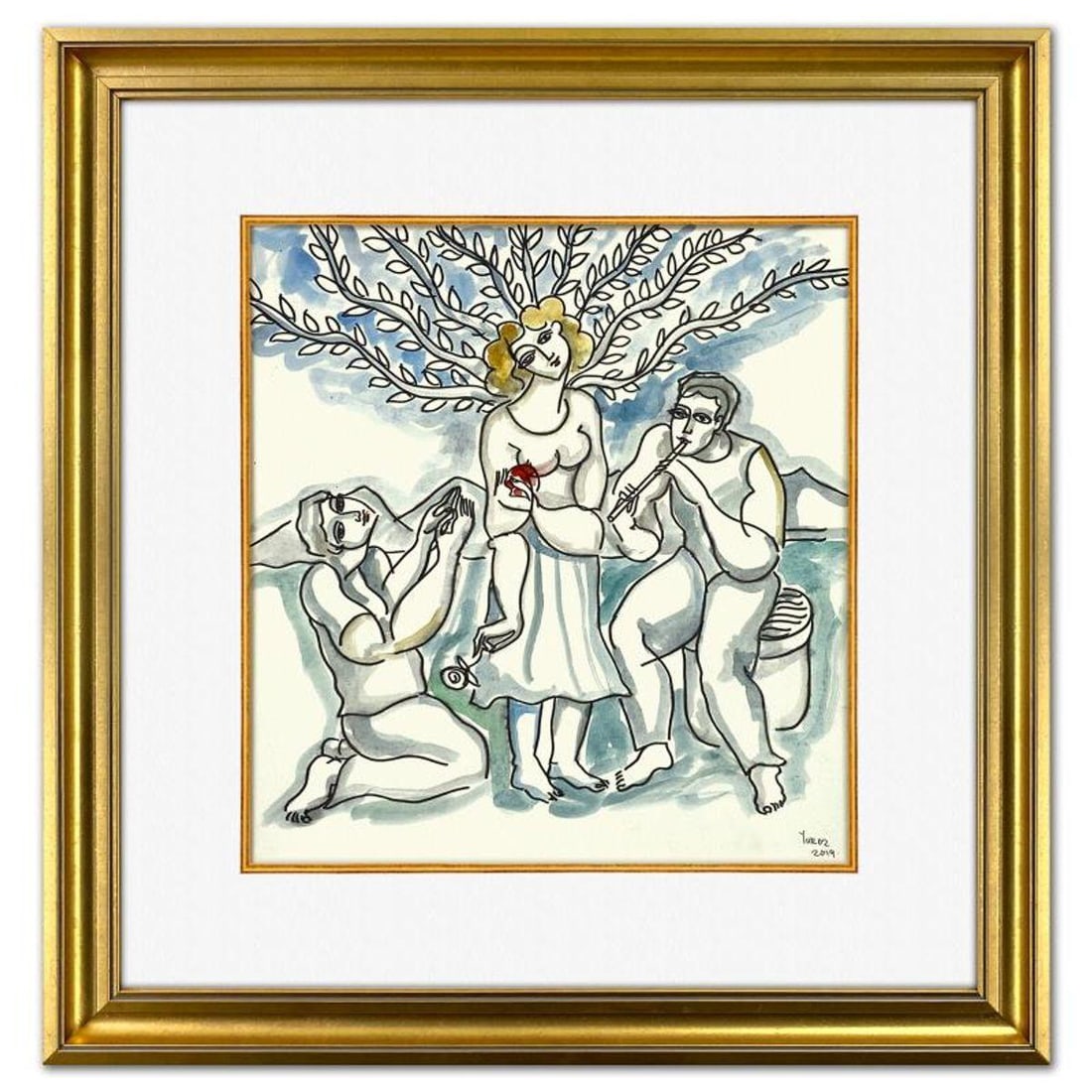 Yuroz, Framed Original Painting, Hand Signed with Letter of Authenticity.: This is an original painting on paper by Yuroz, hand signed by the artist. This piece comes custom framed on linen. Includes Letter of Authenticity. Measures approx. 25.5" x 24" (frame), 15.5" x 14.5"