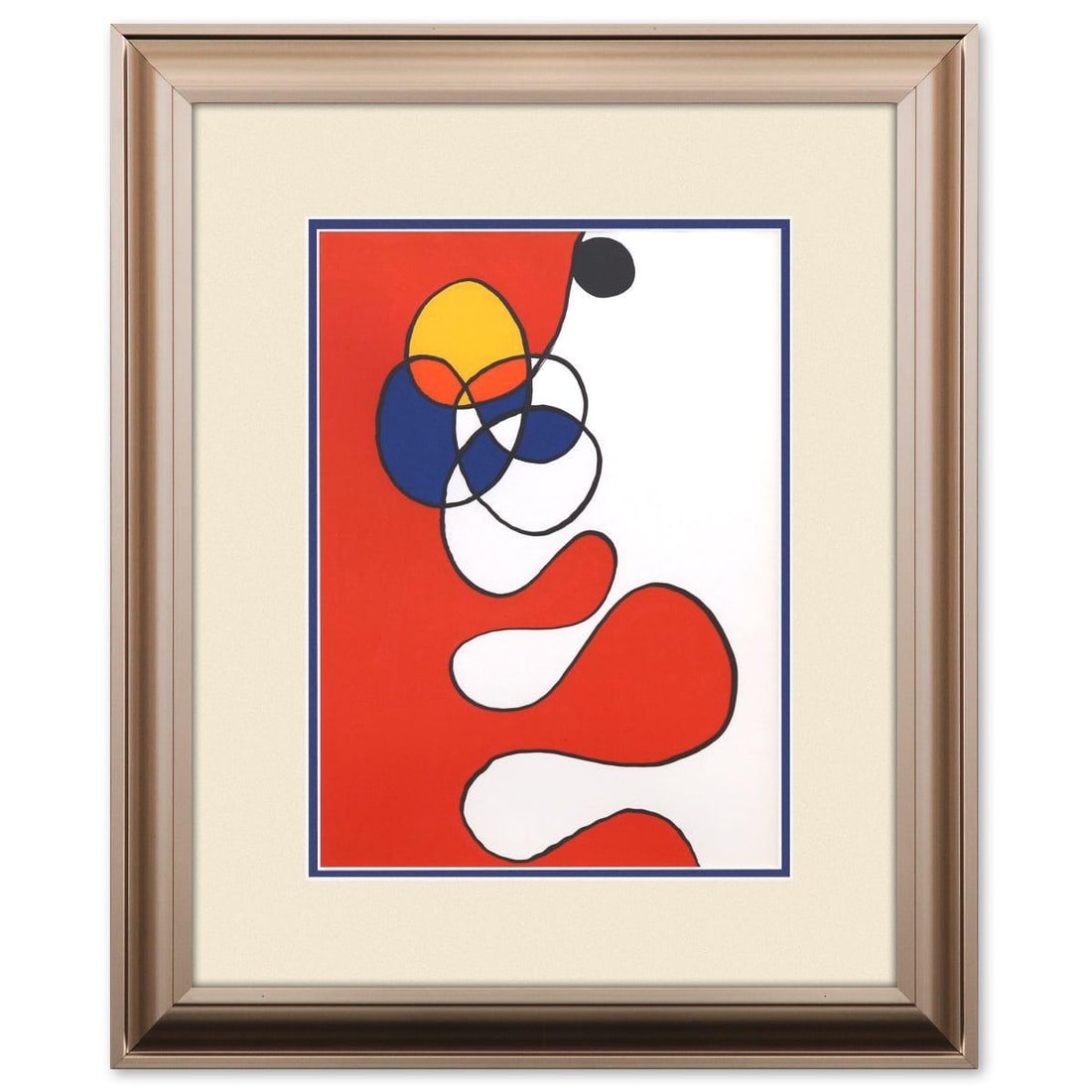 Alexander Calder- Lithograph "DLM173 - COMPOSITION V": Artist: Alexander Calder. Medium: Lithograph. Title: DLM173 - COMPOSITION V. Size: 15" x 11". Measures approx. 24" x 20" (framed). Certificate of Authenticity: Is included. Reference#: 60507.