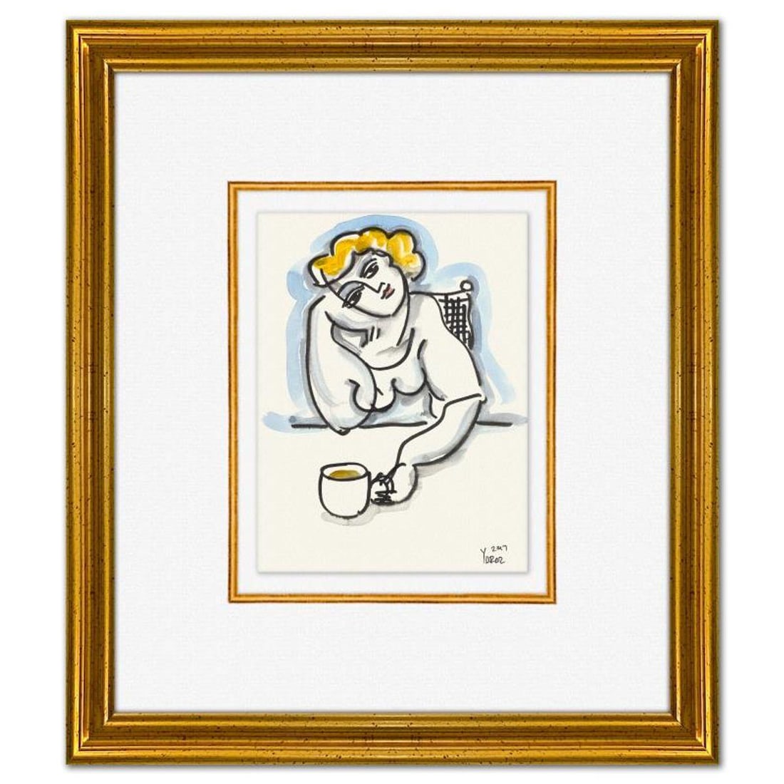 Yuroz, Framed Original Painting, Hand Signed with Letter of Authenticity.: This is an original painting on paper by Yuroz, hand signed by the artist. This piece comes custom framed on linen. Includes Letter of Authenticity. Measures approx. 16" x 14" (frame), 8" x 6" (image)