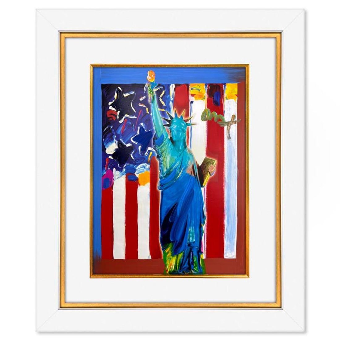 Peter Max, "United We Stand" Framed One-of-a-Kind Mixed Media, Hand Signed with Registration Number: United We Stand is a one-of-a-kind mixed media on paper, hand signed by Peter Max. The piece comes custom framed with a backside cutout to display Peter Max Studio registration number 331771 certifyin